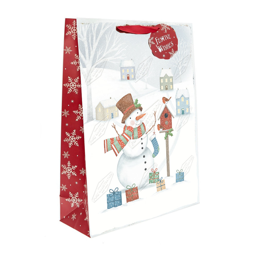 00035046AAI Folk Snowman by Anna Aitken - Pure Art Licensing Agency - Gift Bag Mock Up