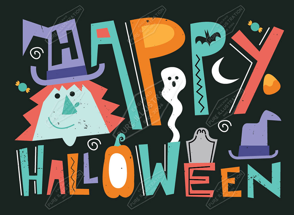 00034200RSW - Luke Swinney is represented by Pure Art Licensing Agency - Halloween Greeting Card Design