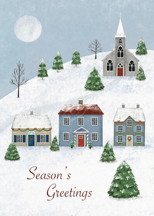 00034403AAI - Pure Art Licensing Agents - Winter Village Scene Greeting Card Design - Food Packaging Design