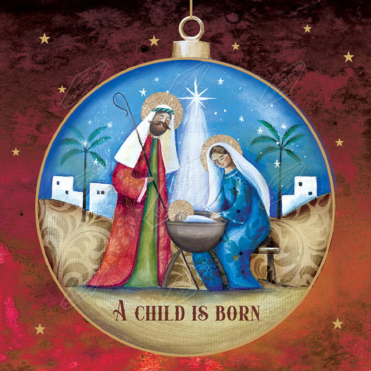 Christmas Manger Decoration Bauble by Deva Evans for Pure Art Licensing Agency