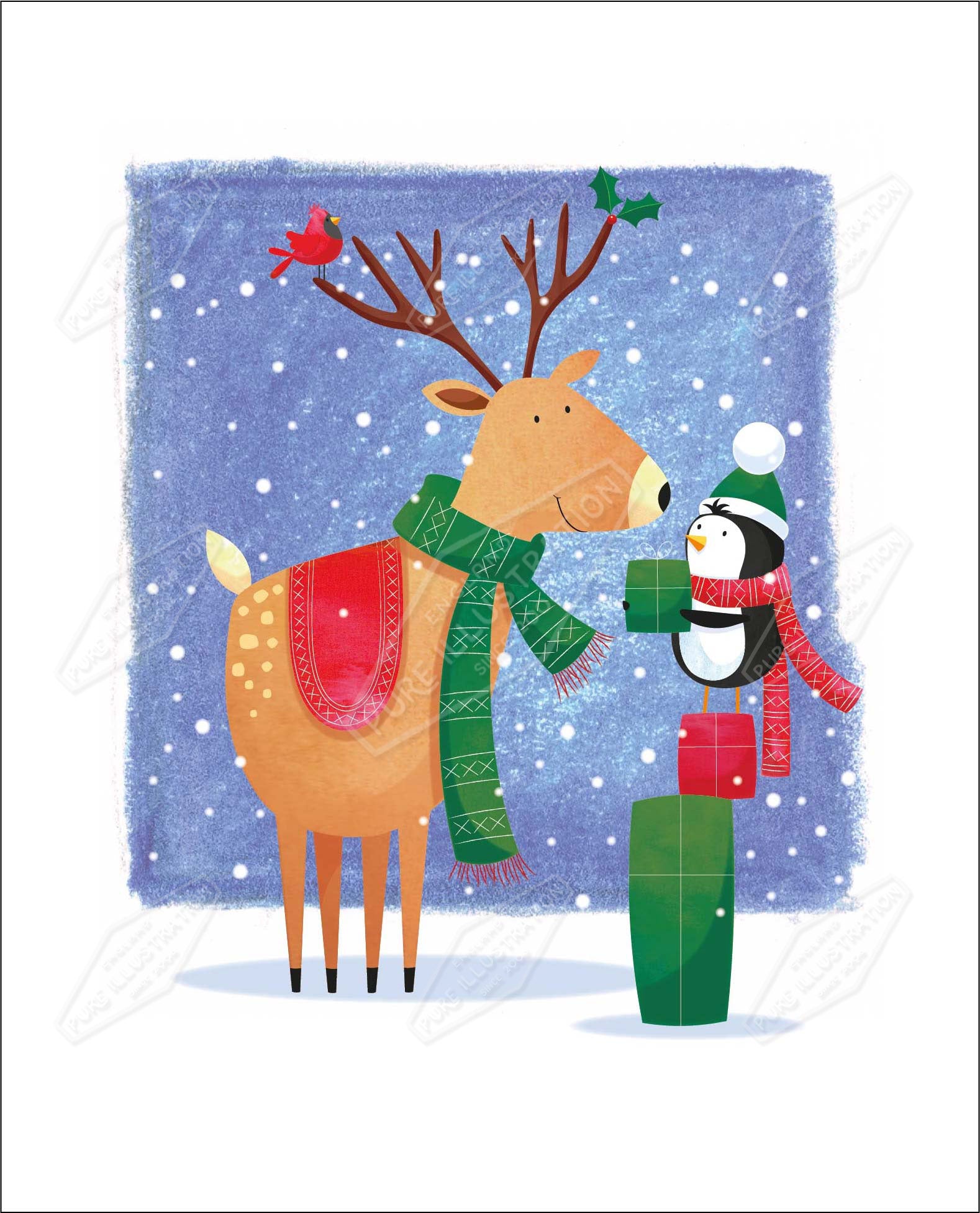 00035112SPI- Sarah Pitt is represented by Pure Art Licensing Agency - Christmas Greeting Card Design