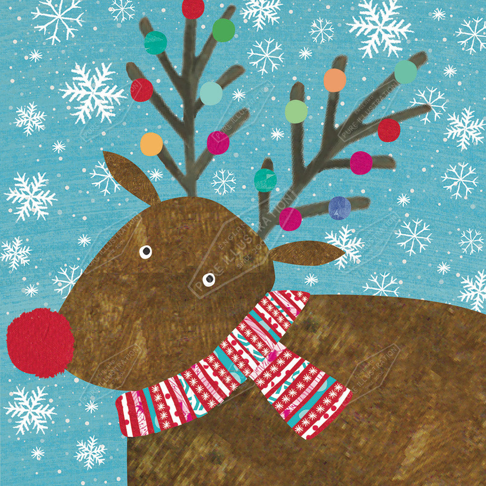 00035209IMC - Reindeer Christmas Design for Greeting Cards, Gift Bags & Product Design - Isla McDonald is represented by Pure Art Licensing Agency - Christmas Greeting Card